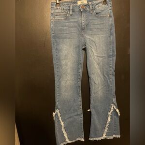 Blue Flare Jeans with Frayed Hem